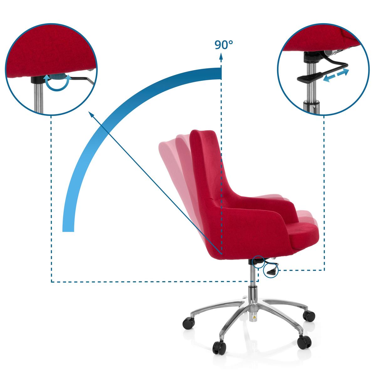 Bürostuhl Shake 100 Rot Bis 110 Kg - Silberfarben/Rot, Basics, Kunststoff/Textil (65/97/60cm) - MID.YOU