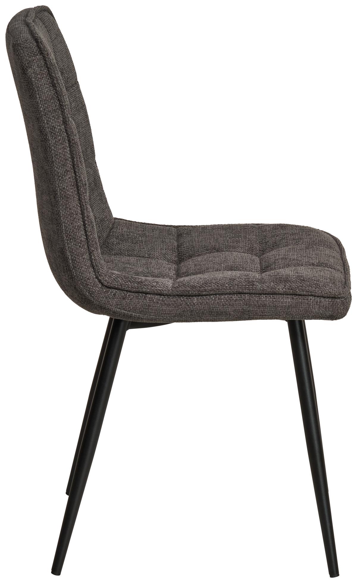 Vierfußstuhl Nevio Leinenoptik Anthrait, B: 45 cm - Anthrazit/Schwarz, KONVENTIONELL, Holz/Textil (45/89/58cm) - MID.YOU