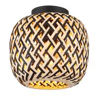 Deckenleuchte 15766d - Schwarz/Naturfarben, Natur, Naturmaterialien/Metall (20/19,5cm) - Globo