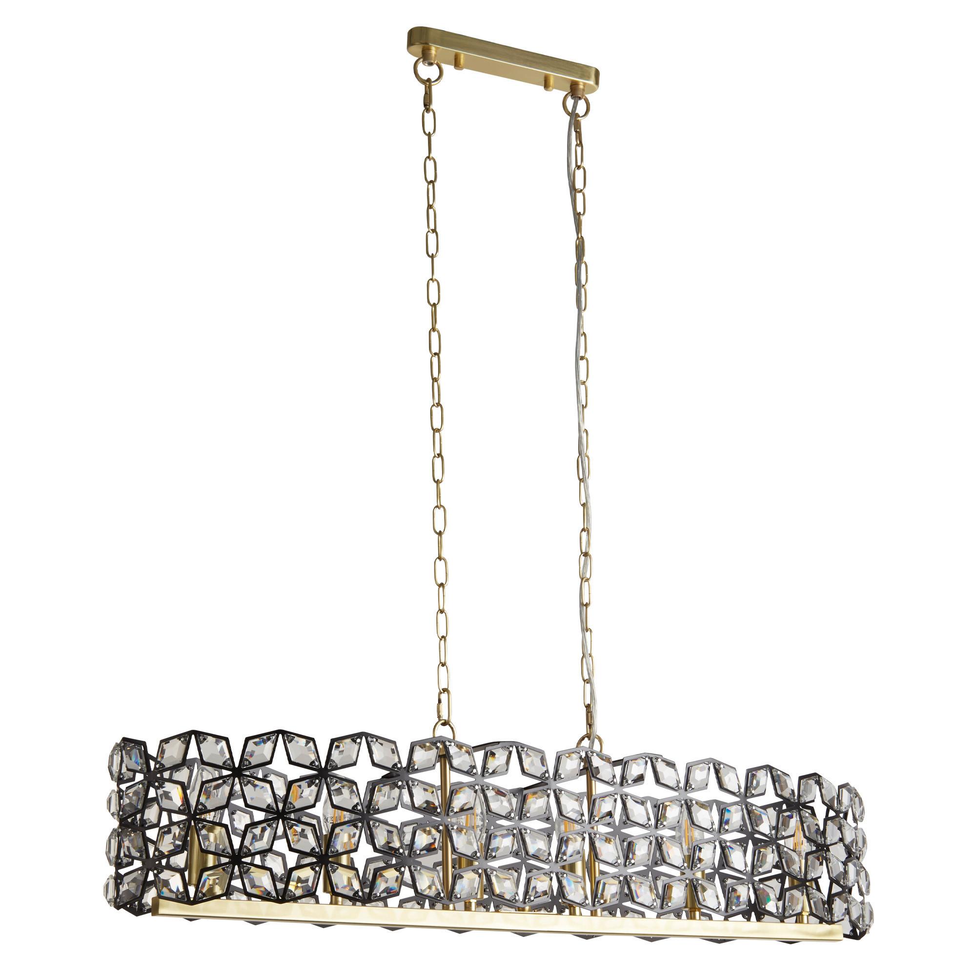 Hängeleuchte 59811-6bsb - Klar/Schwarz, Basics, Glas/Metall (100/30/150cm)