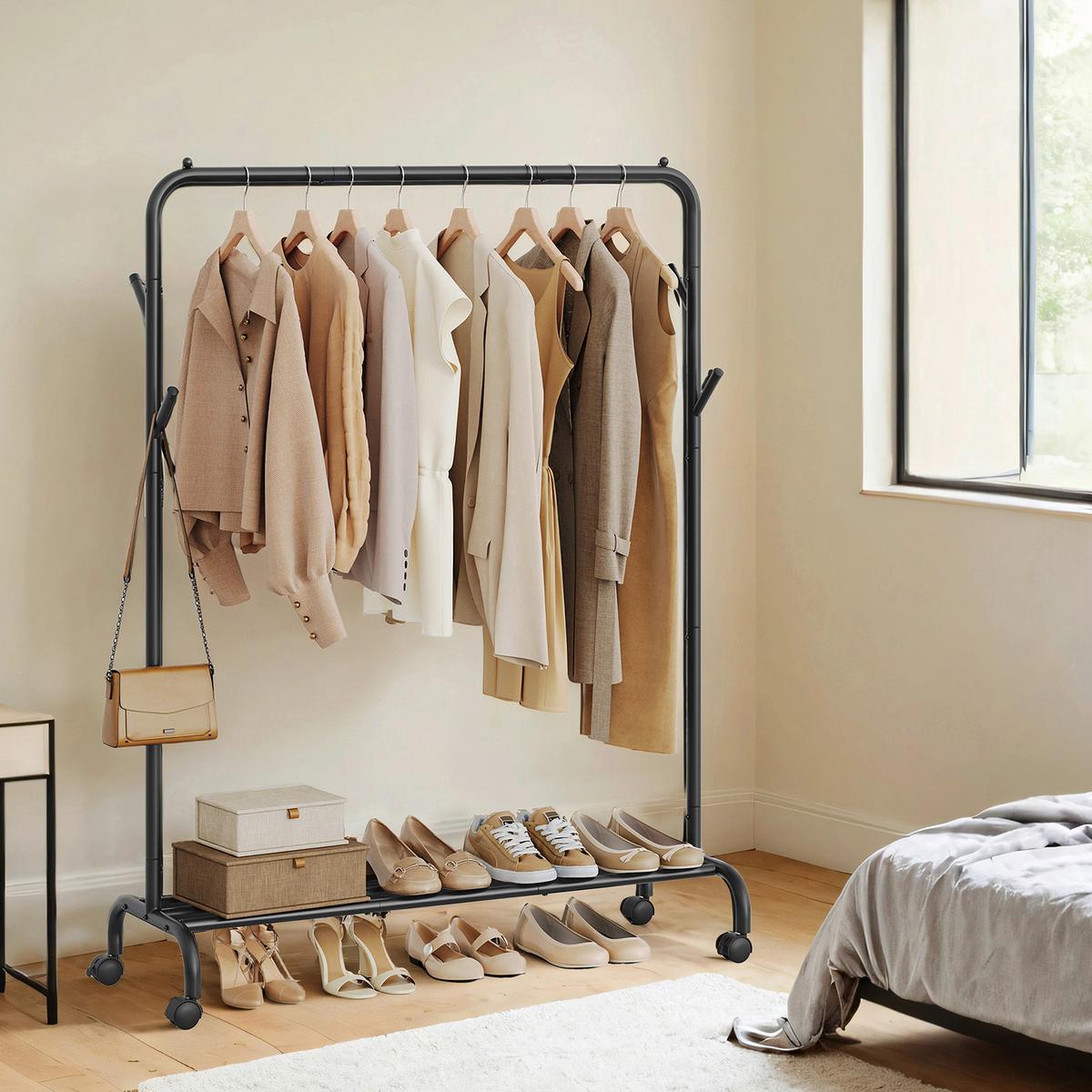 Kleiderwagen Schwarz B: 103,5 Cm - Schwarz, Basics, Kunststoff/Metall (103,5/155/41cm)