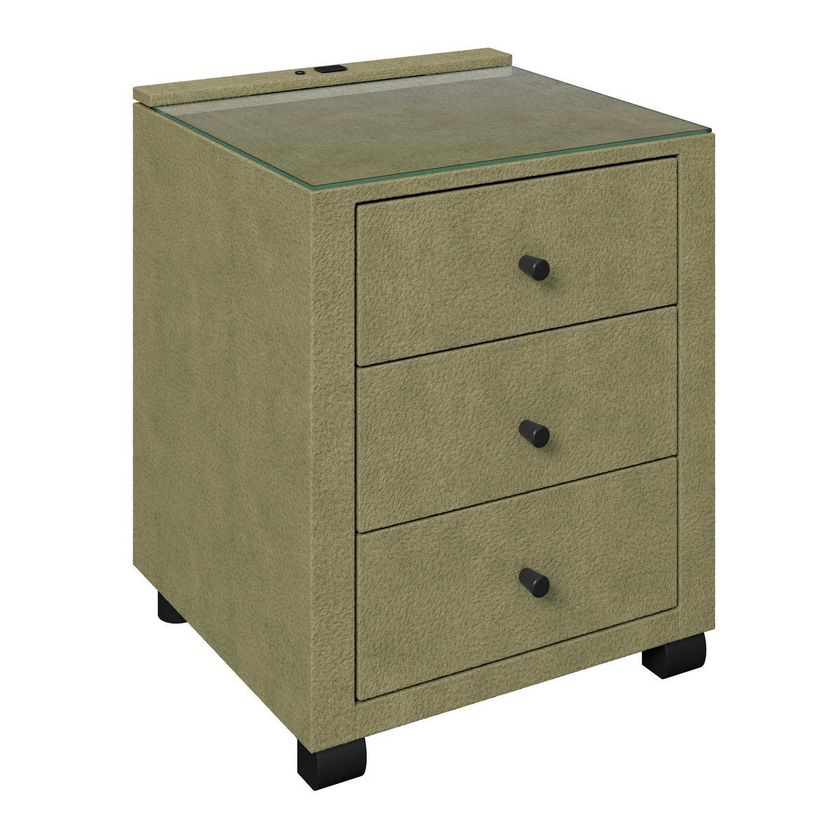 Nachtkästchen Elysia Grün, B: 48 cm - Grün, Trend, Glas/Holz (48/68/45,5cm) - Luca Bessoni