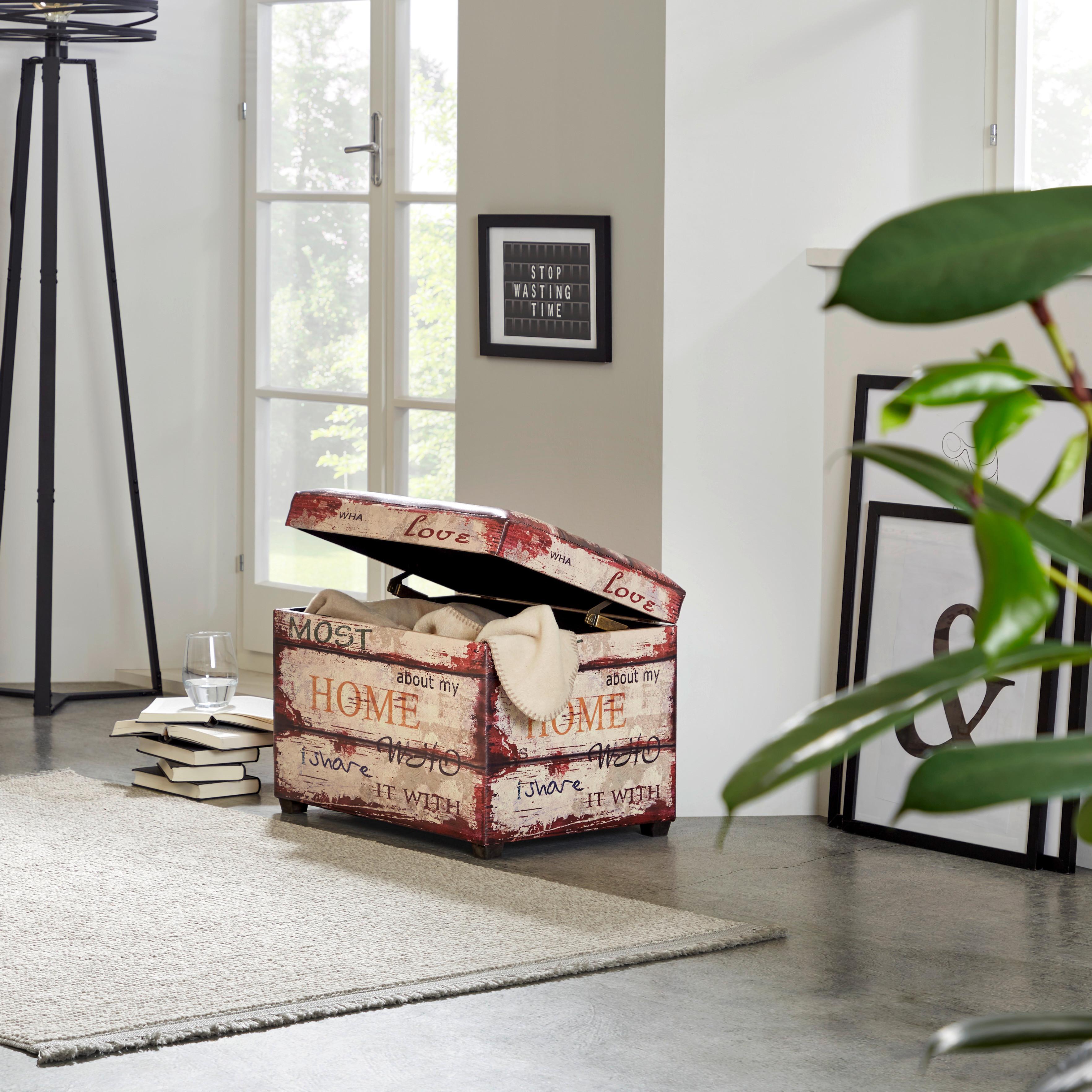 Truhenbank Home Multicolor mit Klappdeckel - Multicolor, MODERN, Leder/Holzwerkstoff (58/42/39cm)