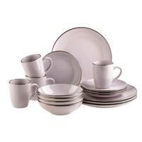 Kombiservice Metallic Rim 4 Personen Dunkelrosa - Dunkelrosa, Basics, Keramik - Mäser