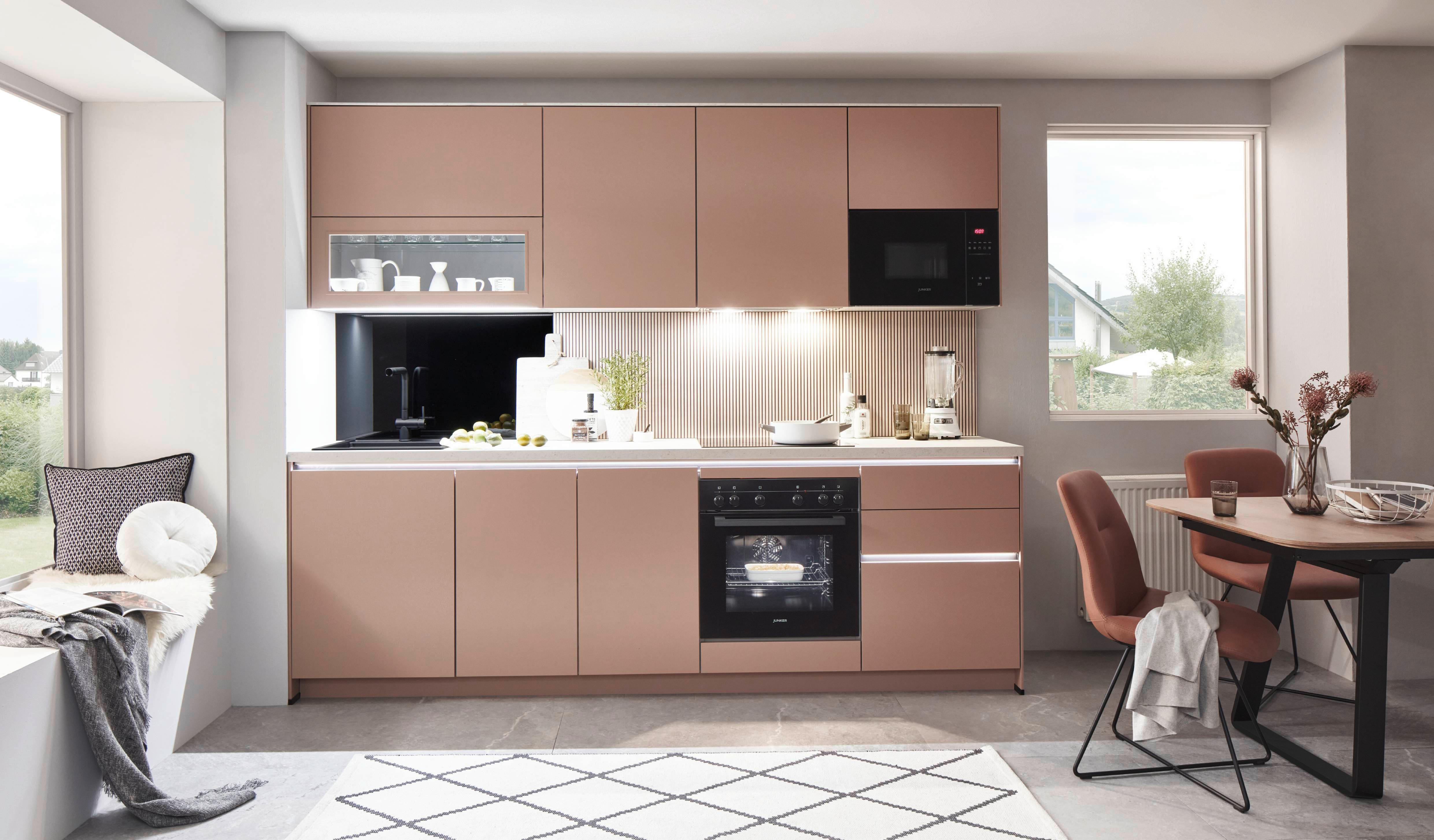 Küchenblock Sidney - Rosa, Basics, Holzwerkstoff (272cm) - Vertico