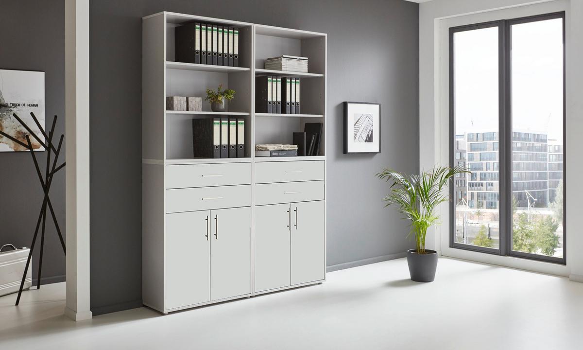 Aktenschrank Office Edition Grau/weiß, B: 168,8 Cm - Weiß/Grau, MODERN, Holzwerkstoff (168,8/227,2/33cm) - MID.YOU