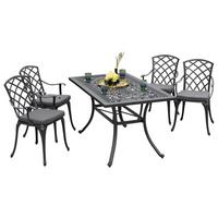 Gartenset Rhodos - Graphitfarben/Grau, MODERN, Textil/Metall - Gardenson