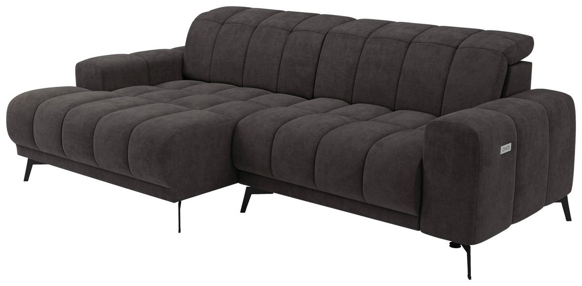 Rohová sedačka LAYA, levá, tmavě hnědá tkanina MEMPHIS - tmavě hnědá, Moderní, textil (155/250cm) - Premium Living