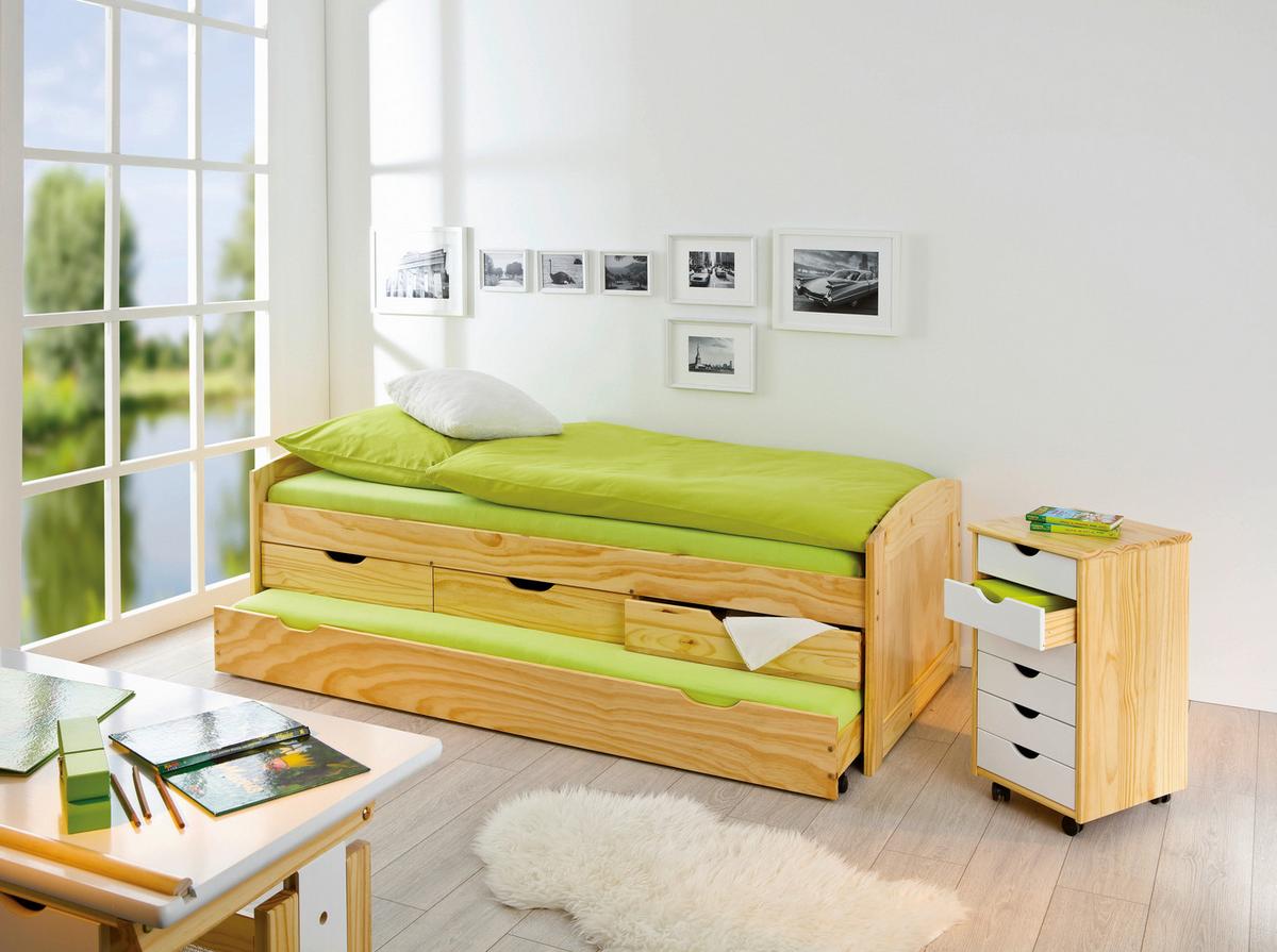 Ausziehbett M. Bettkasten 90x200 Marinella Kieferfarben - Kieferfarben, Basics, Holz/Kunststoff (90/200cm) - MID.YOU