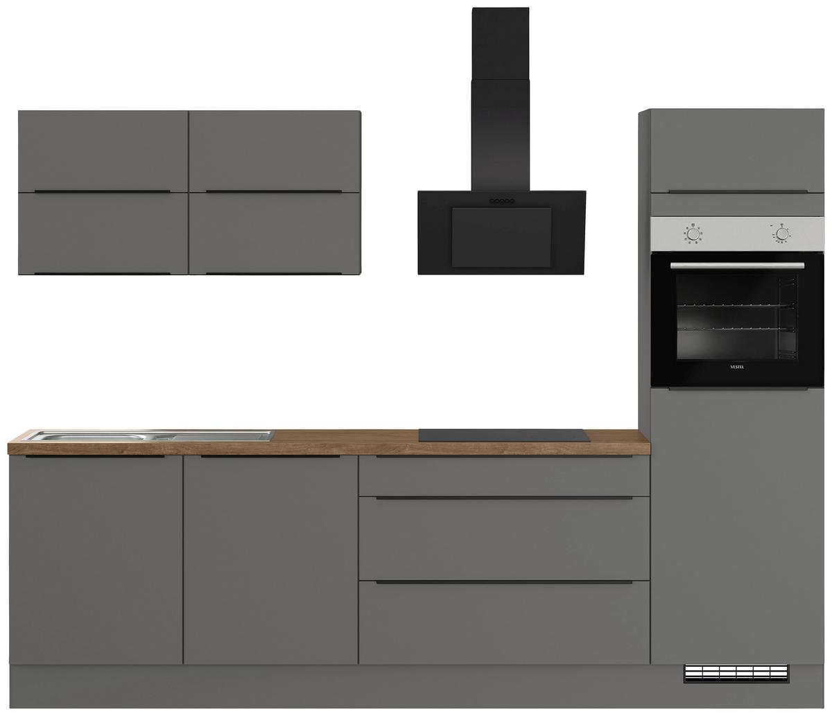 Küchenblock Ip3150 - Eichefarben/Graphitfarben, Trend, Holzwerkstoff (280cm) - Impuls