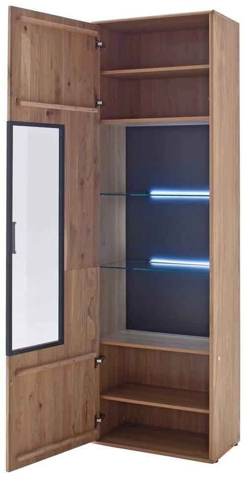 Vitrine Portland B: 64 cm Eichefarben - Eichefarben, Design, Glas/Holz (64/207/37cm) - Livetastic