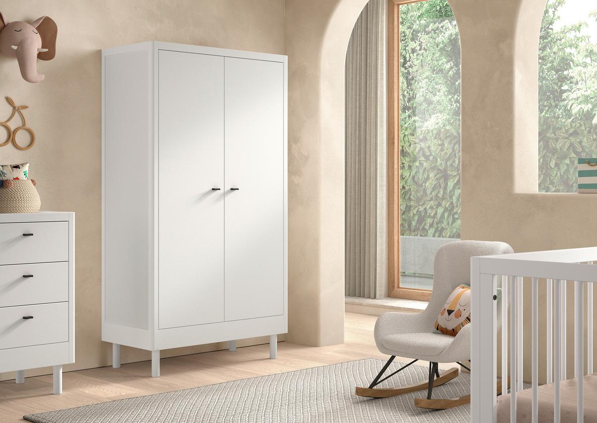 DREHTÜRENSCHRANK Forrest Weiß B: 100cm - Weiß, MODERN, Holz (100/190/55cm) - Vipack