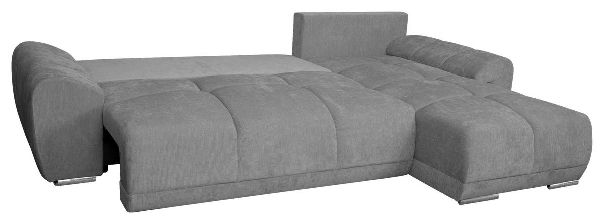 ECKSCHLAFSOFA Ramon, Dunkelgrau S: 296x182cm - Chromfarben/Dunkelgrau, Trend, Textil (296/182cm)