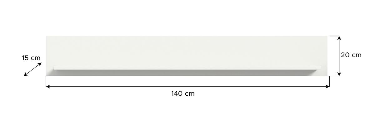 NÁSTĚNNÁ POLICE JAM - bílá, Design, kompozitní dřevo (140/20/15cm) - MID.YOU
