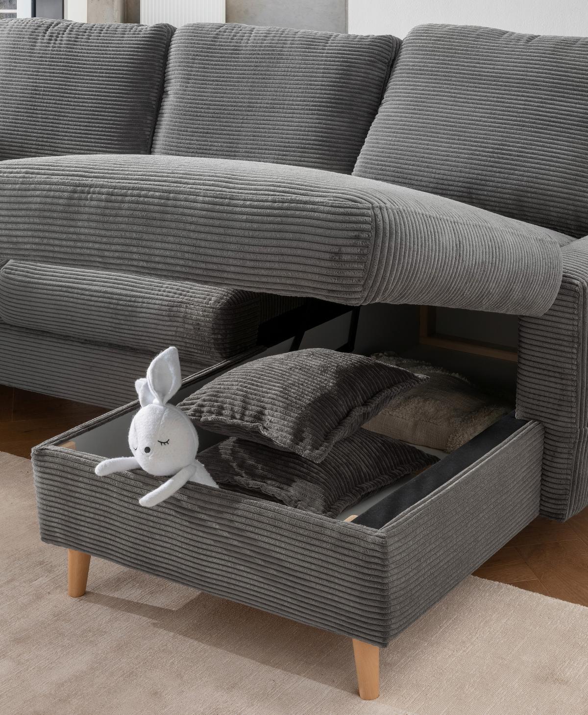 Ecksofa Valentina - Naturfarben/Grau, Design, Textil (228/150cm) - P & B