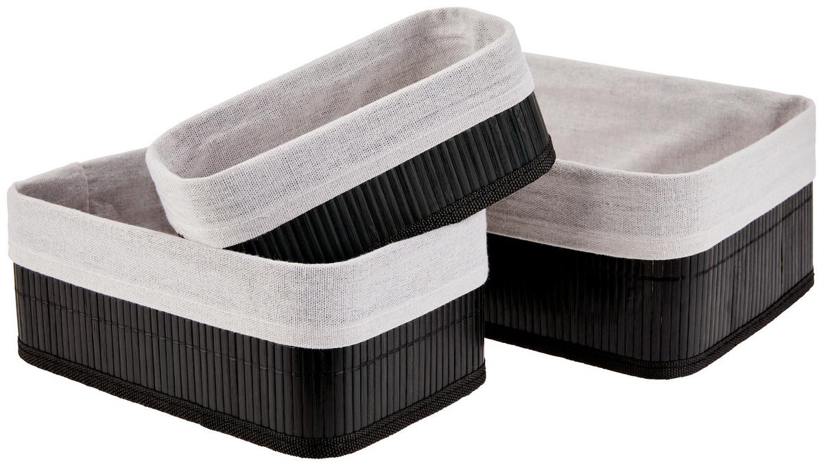 Aufbewahrungsbox Ursula 3er-Set Textil - Naturfarben/Weiß, Basics, Karton/Naturmaterialien - Luca Bessoni