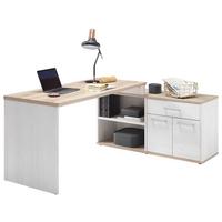 Eckschreibtisch Mit Stauraum B 130cm H 76cm Romance - Eichefarben/Weiß, Design, Holzwerkstoff (177/130/76cm) - MID.YOU