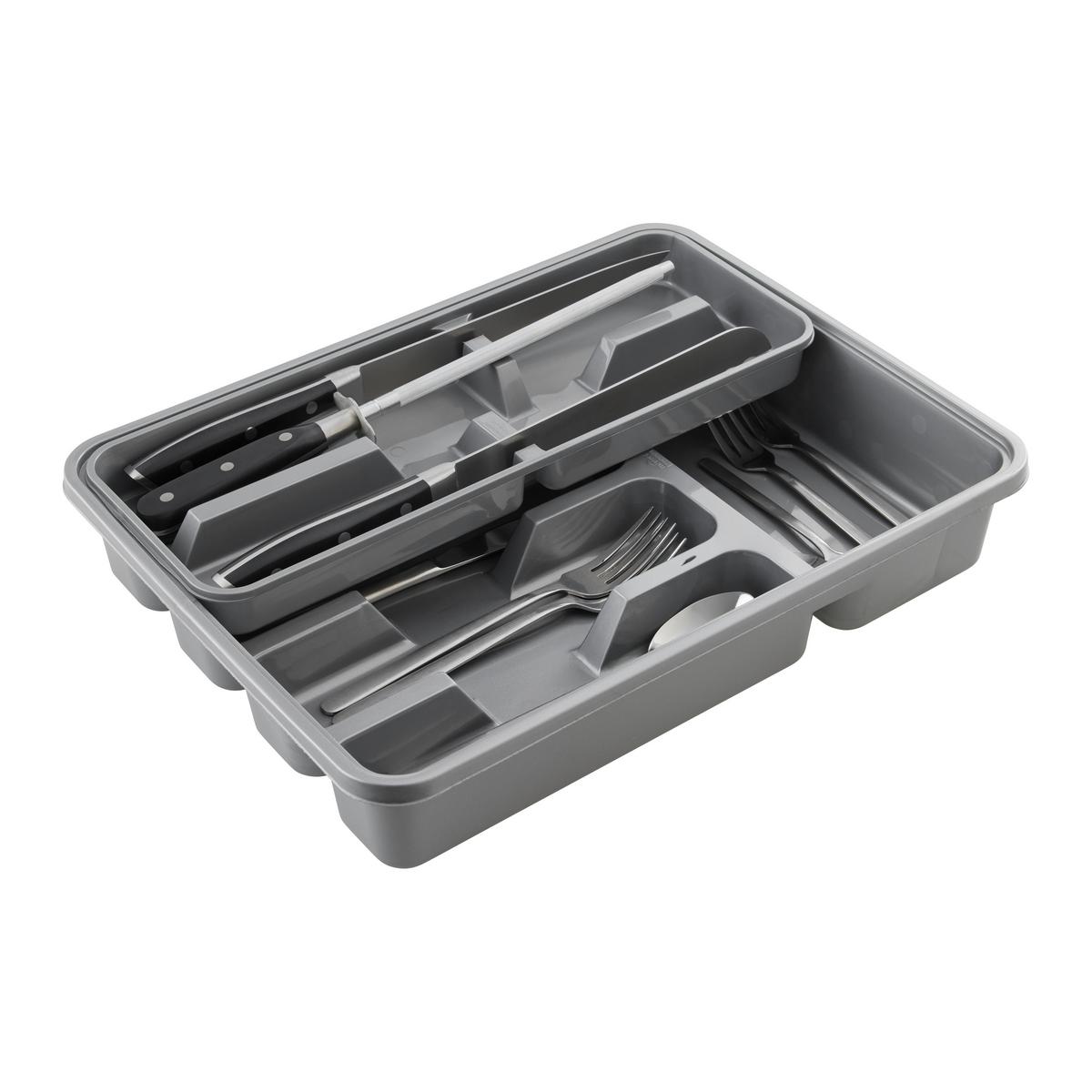 Príborník do zásuvky MANUELA - sivá, Basics, plast (30/40/7cm) - Mömax
