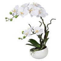 Kunstblume Orchidee Fiona - Weiß, Basics, Keramik/Kunststoff (42cm)