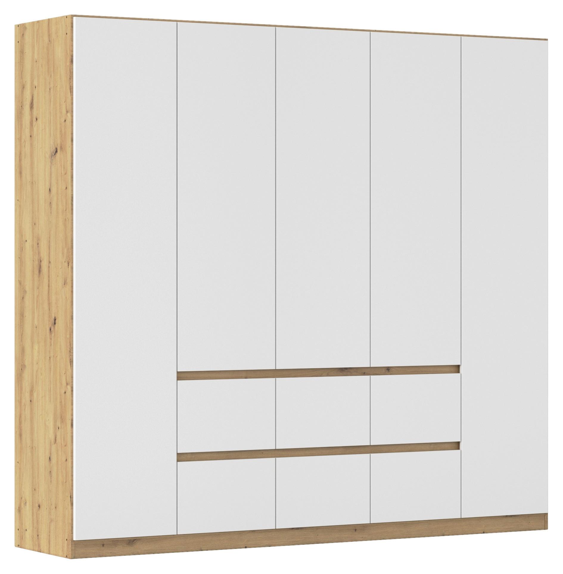 Drehtürenschrank Mainz Eiche Artisan B: 226 cm - Weiß/Eiche Artisan, Basics, Holzwerkstoff (226/210/54cm) - Rauch Möbel