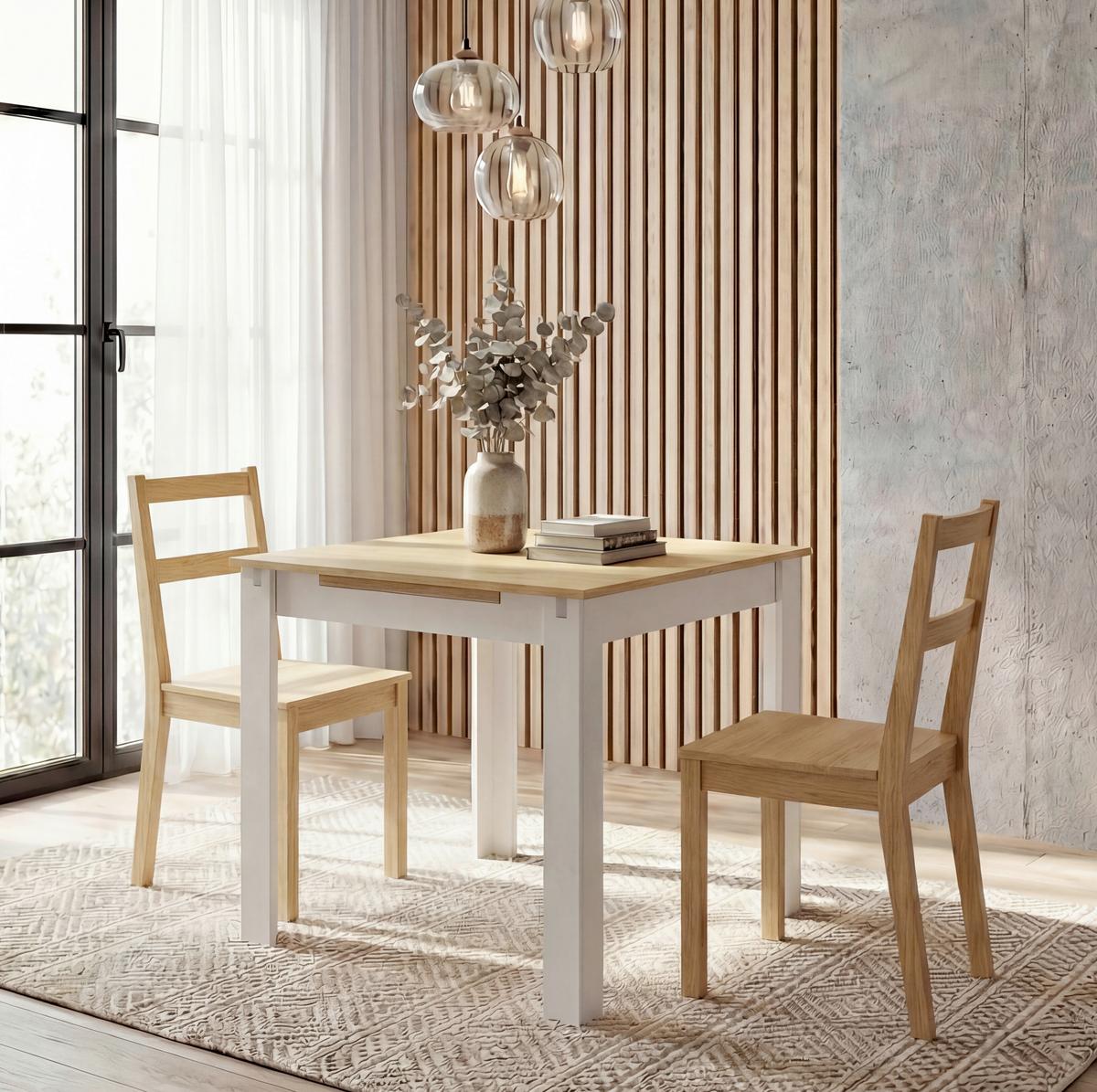 Esstisch Pesoli Weiß/Honigeiche L: 80cm - Honigeiche/Weiß, MODERN, Holzwerkstoff (80/75/80cm) - MID.YOU
