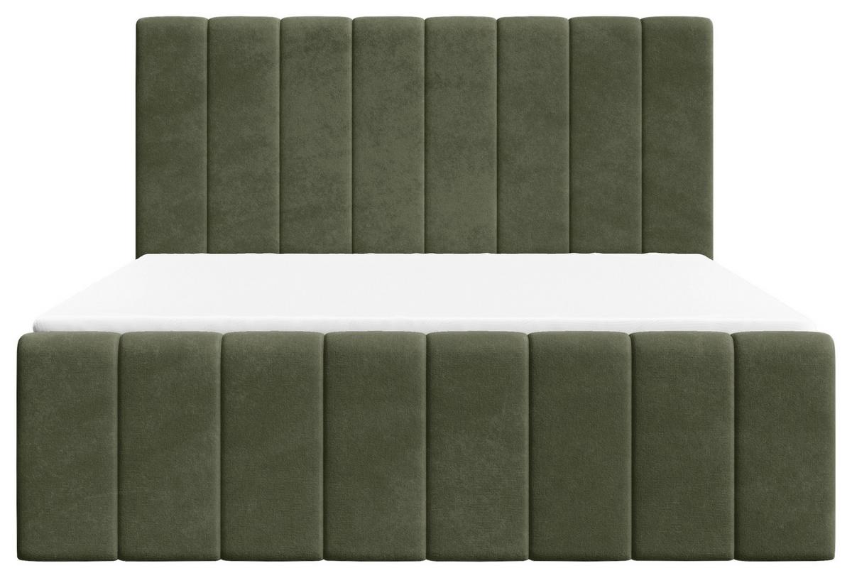 Boxbett Lila mit Topper 160x200 - Schwarz/Olivgrün, MODERN, Holz/Kunststoff (160/200cm) - Livetastic
