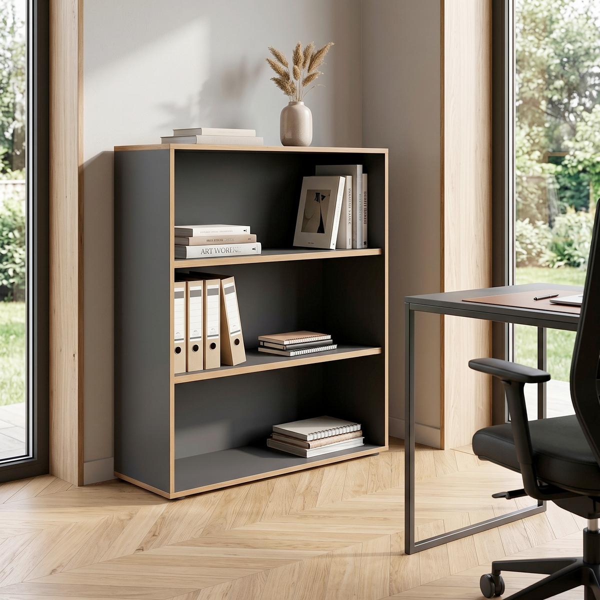 REGÁL NA ŠANÓNY SALIA B100 - čierna/dub medový, Design, kompozitné drevo/plast (100/110/33cm) - P & B