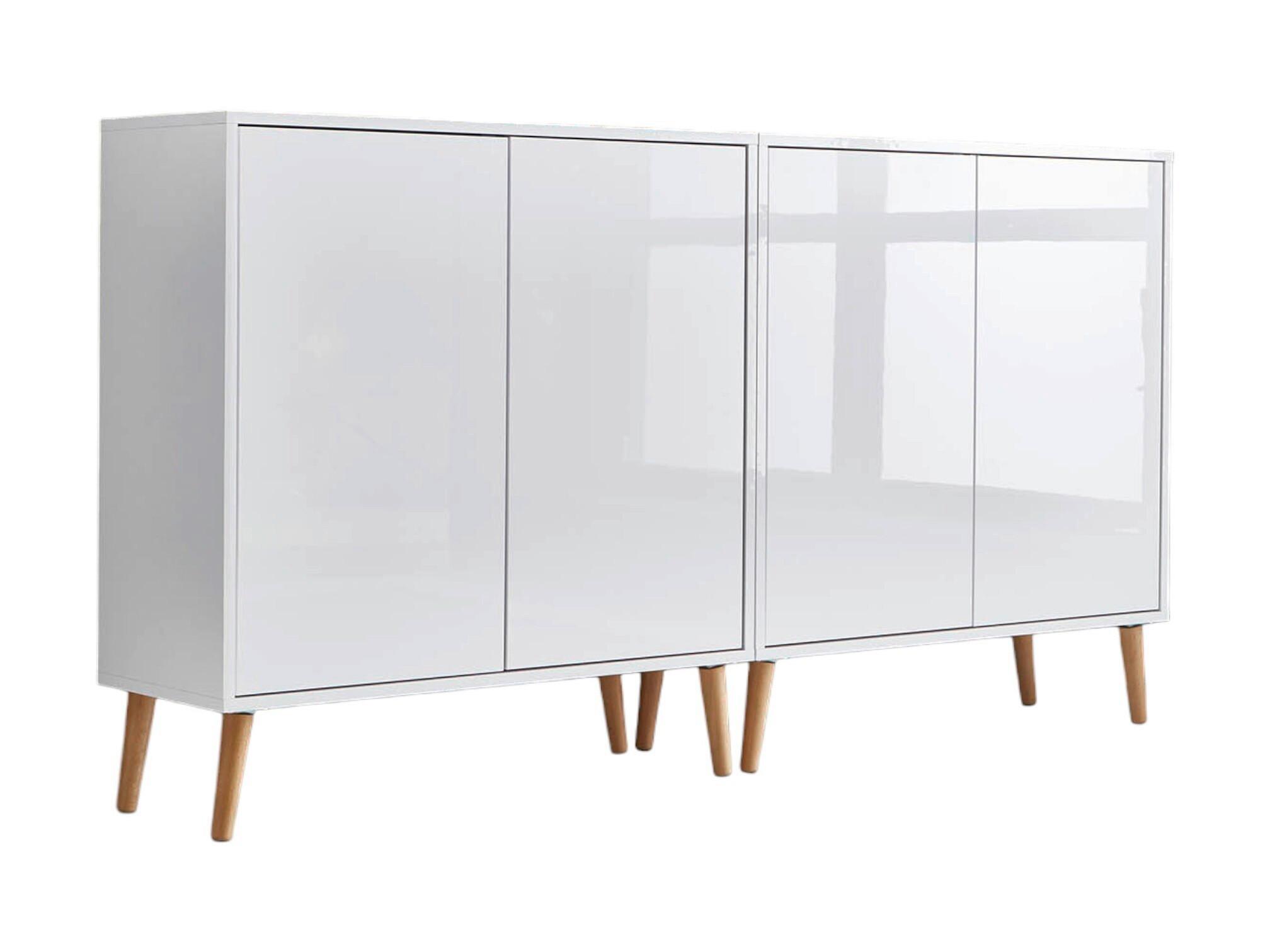 Sideboard Mailand 2 B: 158 cm Weiß - Weiß Hochglanz/Eiche Artisan, MODERN, Holzwerkstoff (158/86/33cm) - MID.YOU