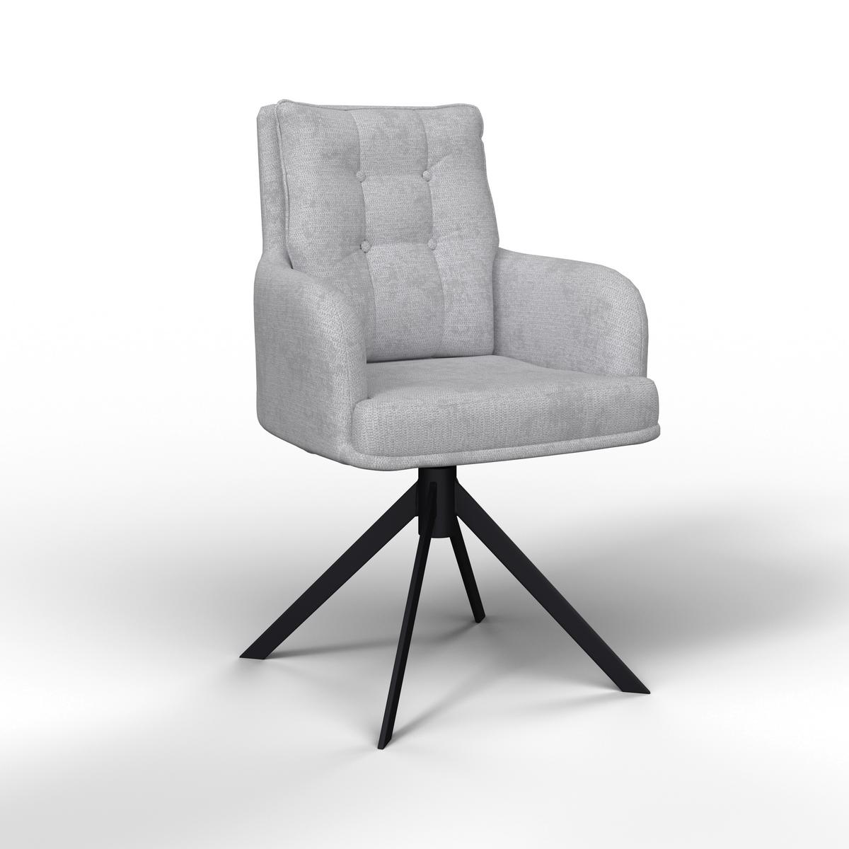 Stolička s podrúčkami MARIETTA, svetlosivá - čierna/svetlosivá, Modern, kov/drevo (66/90/60cm) - Bessagi Home