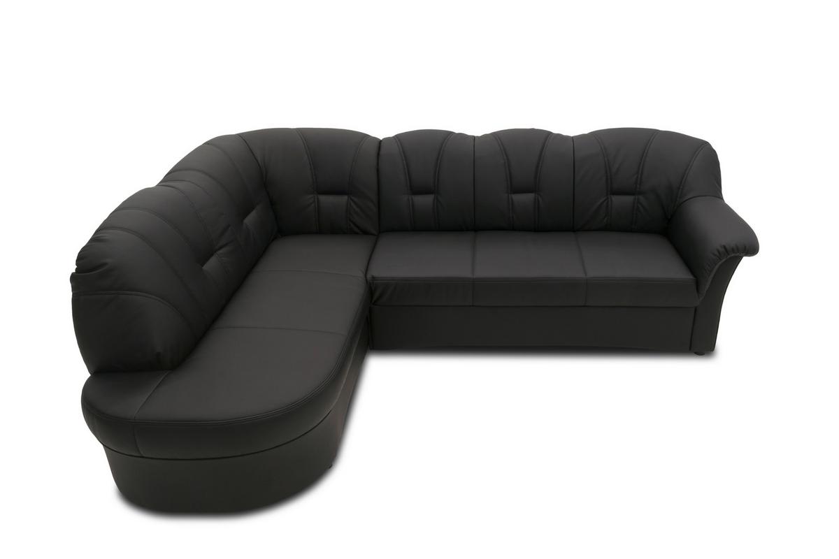 Ecksofa Mit Bettfunktion Papenburg Schwarz Lederlook - Schwarz, KONVENTIONELL, Textil (180/243cm) - MID.YOU