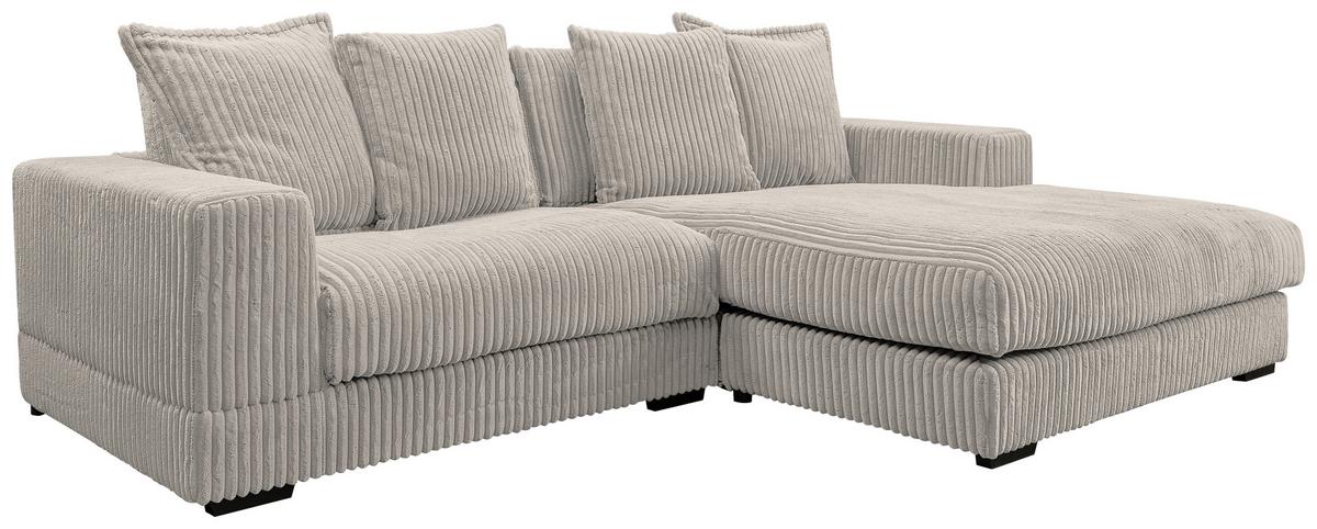 Ecksofa Funny mit Kissen Hellgrau Cord - Hellgrau/Schwarz, Design, Textil (285/195cm) - MID.YOU