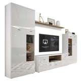 Wohnwand Storm - Eichefarben/Schwarz, MODERN, Glas/Holzwerkstoff (340/196/40cm) - Hom`in