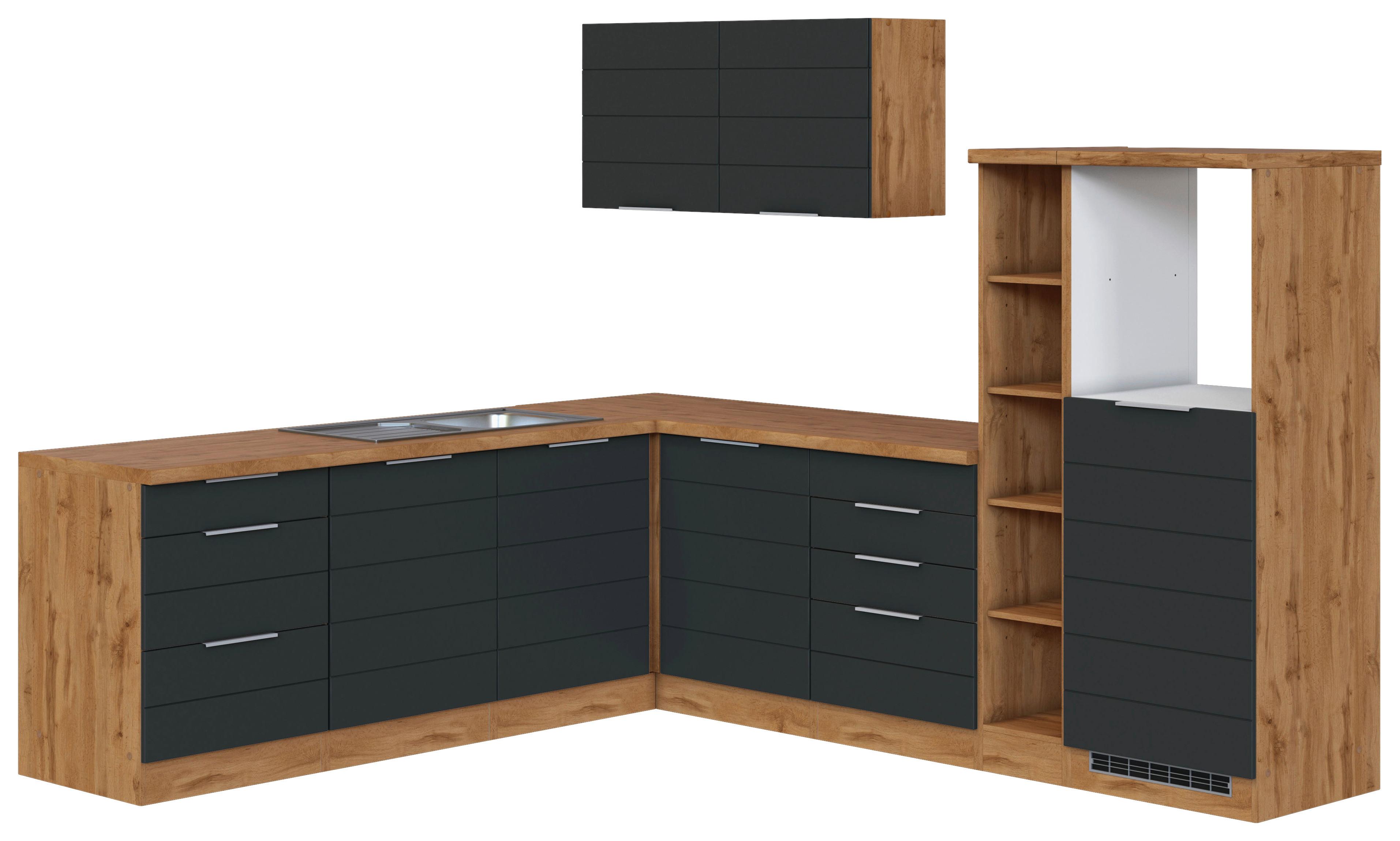 Eckküche Florenz ohne Geräte 240x270 cm Grau/Eichefarben - Eiche Wotan/Grau, Design, Holzwerkstoff (240/270cm) - Held