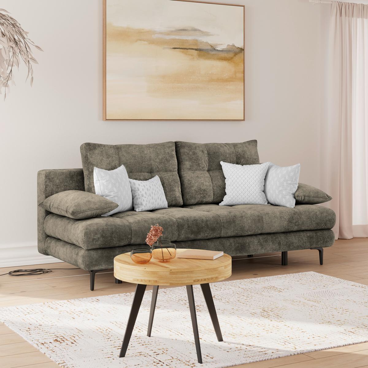 Schlafsofa Perla Mokka B: 203 cm - Schwarz/Mokka, KONVENTIONELL, Textil (203/94/96cm)