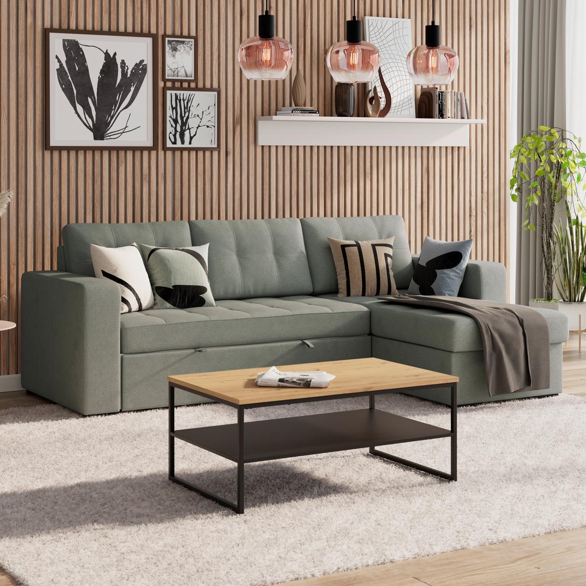 Ecksofa Turin Grün, 239x160cm - Dunkelgrün, Trend, Holz/Textil (239/160cm)