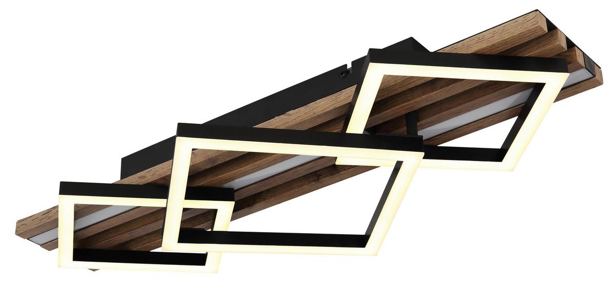 Led-deckenleuchte 67344d2 Obrien - Dunkelbraun/Schwarz, Natur, Holzwerkstoff/Kunststoff (61/31/9,5cm) - Globo