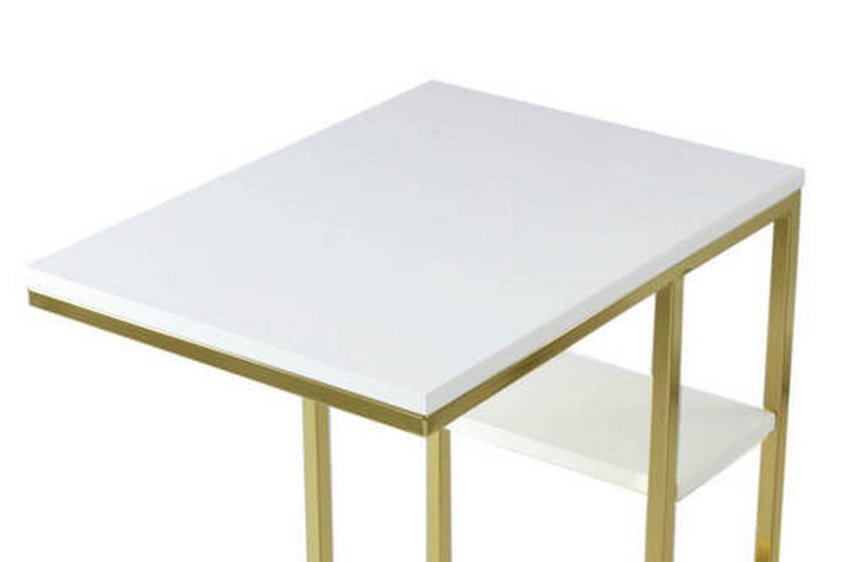 Beistelltisch Mit Ablagefach Lucilla, Weiß/gold - Goldfarben/Weiß, MODERN, Metall (48/35/62cm) - Kayoom