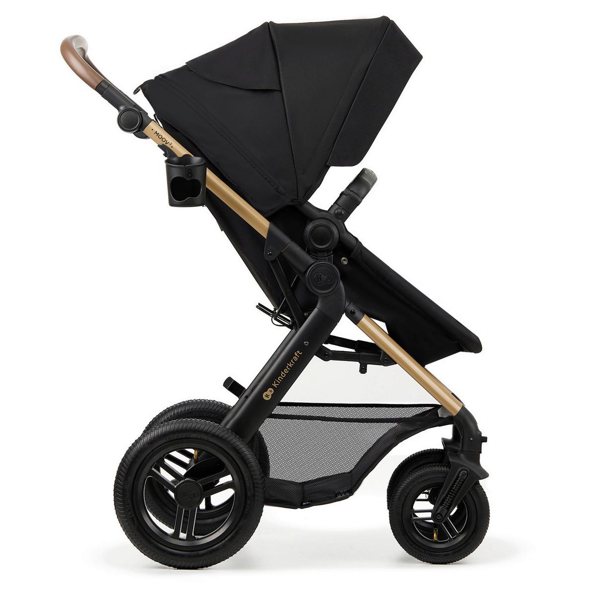 Kinderwagenset schwarz/gold 7tlg. - Goldfarben/Schwarz, Basics, Textil/Metall (86,5/60/106cm) - Kinderkraft