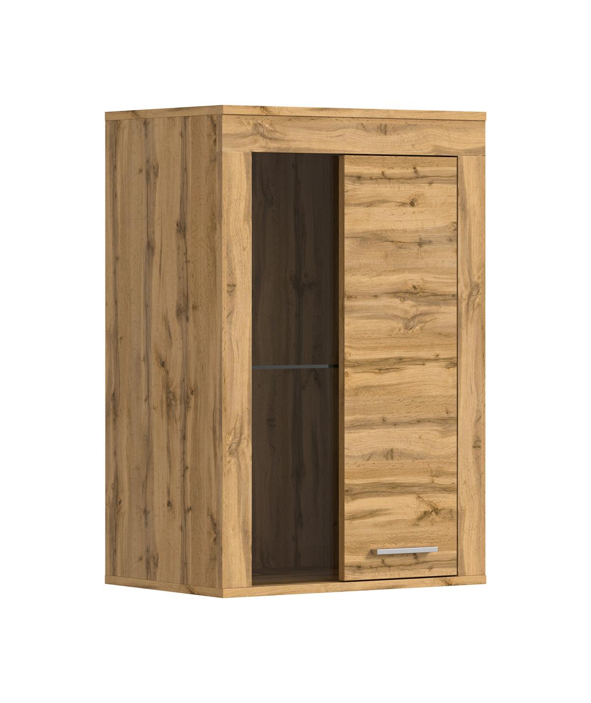 Vitrine Jam Eiche Dekor B: 86 Cm - Eiche Wotan/Schwarz, Design, Glas/Holzwerkstoff (86/60/35cm) - MID.YOU