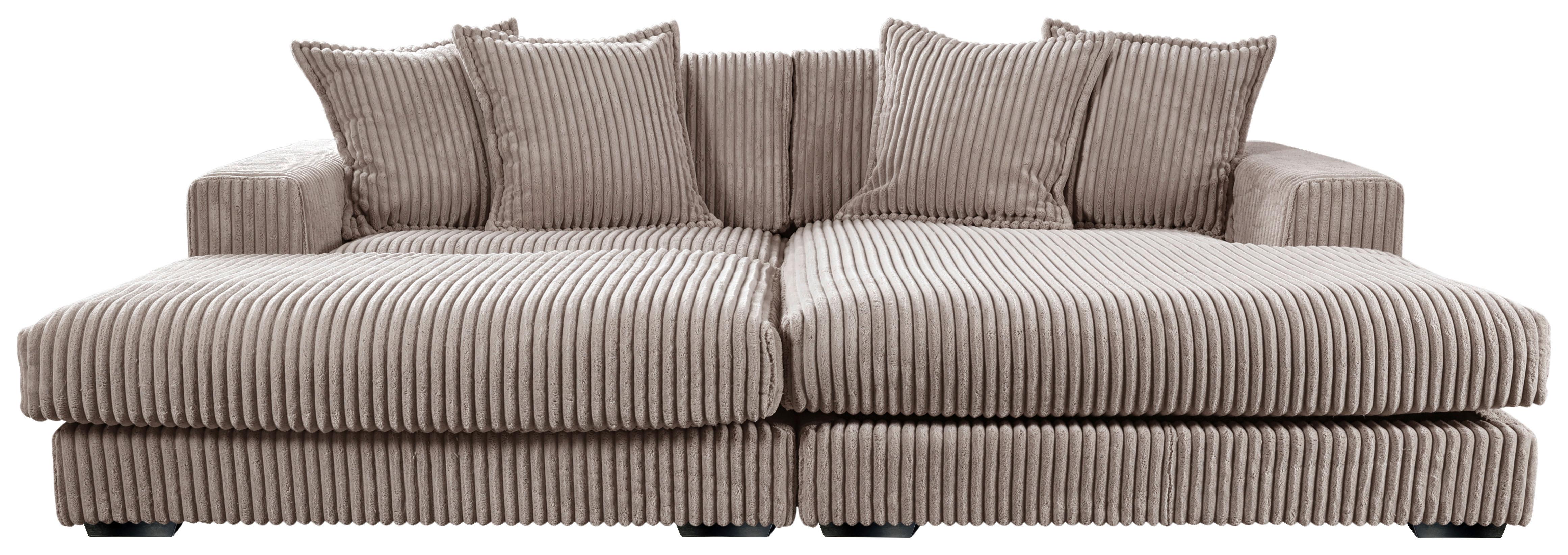 Ecksofa Funny Links Taupe, mit Hocker, Schenkel: 195x285 cm - Taupe/Schwarz, Basics, Textil (195/285cm) - Livetastic