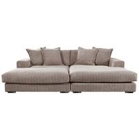 Ecksofa Funny Links Taupe, mit Hocker, Schenkel: 195x285 cm - Taupe/Schwarz, Basics, Textil (195/285cm) - Livetastic