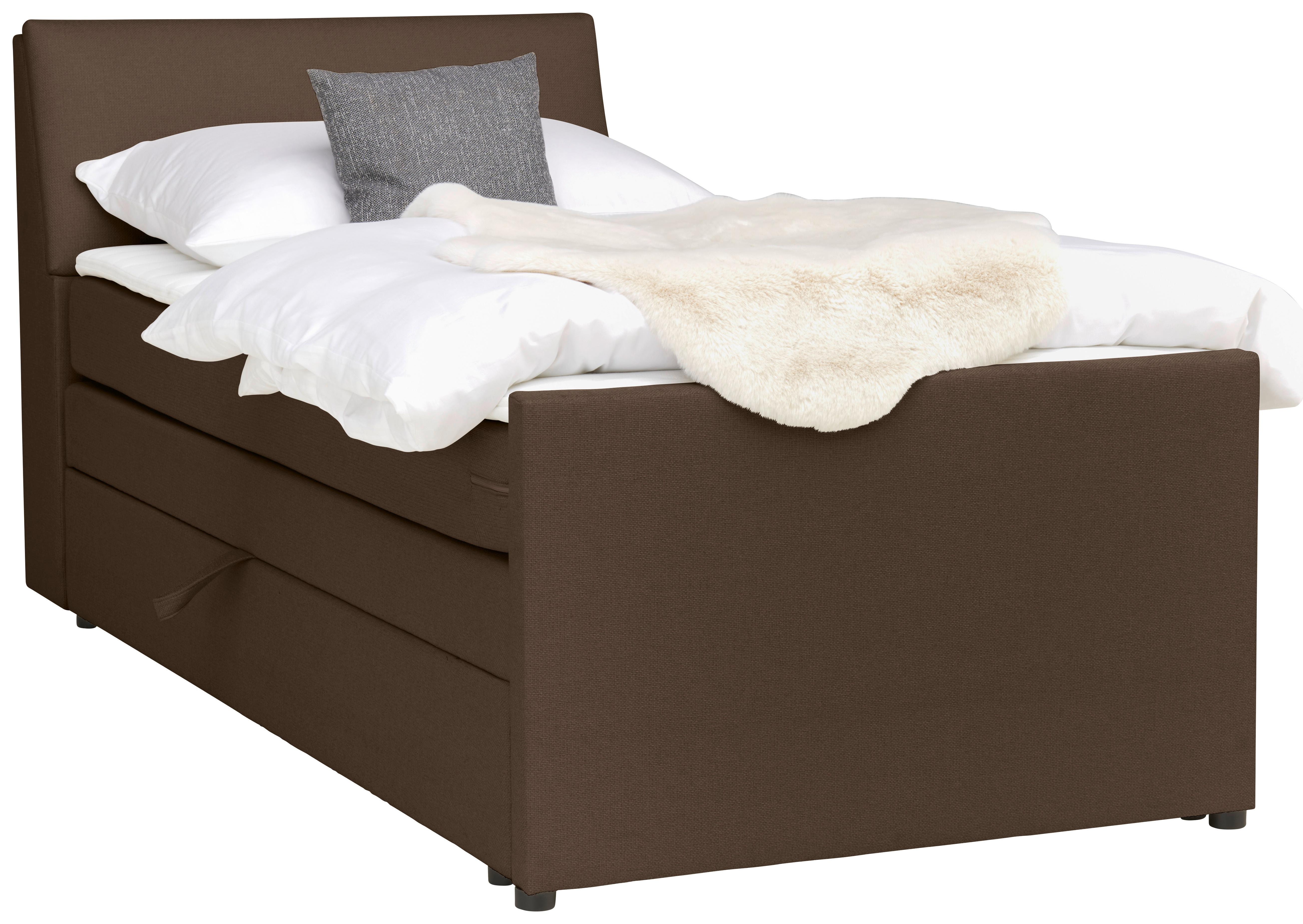 Boxspringbett Mit Bettkasten Nida 120x200 Cm Braun - Schwarz/Braun, MODERN, Holz/Holzwerkstoff (120/200cm) - MID.YOU