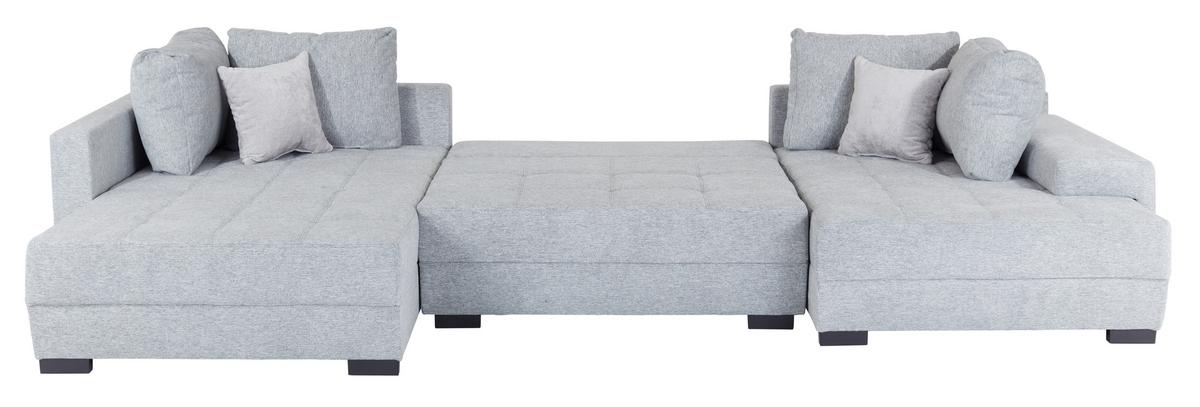 Wohnlandschaft Lugano - Hellgrau/Schwarz, MODERN, Holz/Textil (359/216cm)