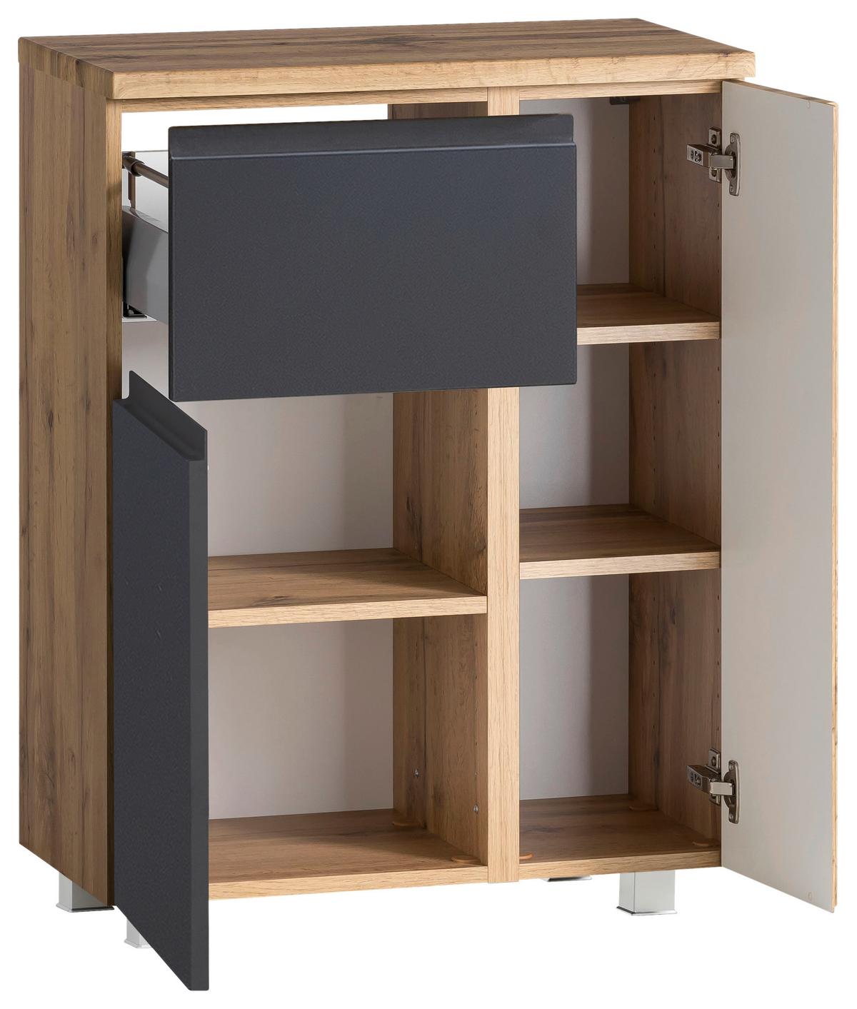 Unterschrank Varese B: 65 cm Grau/Eiche Wotan - Eiche Wotan/Grau, MODERN, Holzwerkstoff (65/79/35cm) - Held