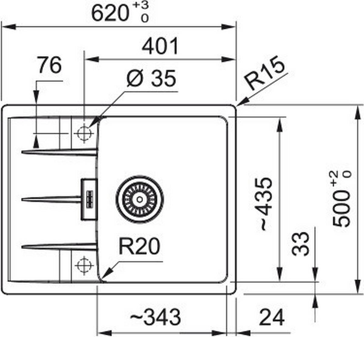 Spüle Cng 611-62 - Schwarz, MODERN, Kunststoff (62/43,5cm) - Franke