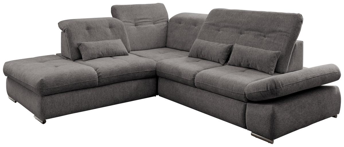 Ecksofa Mit Schlaffunktion Dalida Braun/grau Chenille - Chromfarben/Braun, Design, Textil (254/280cm) - Livetastic