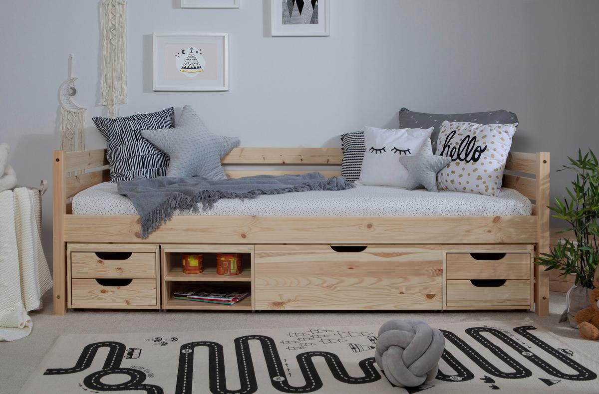 Stauraumbett Naomi - Naturfarben, MODERN, Holz (90/200cm) - MID.YOU