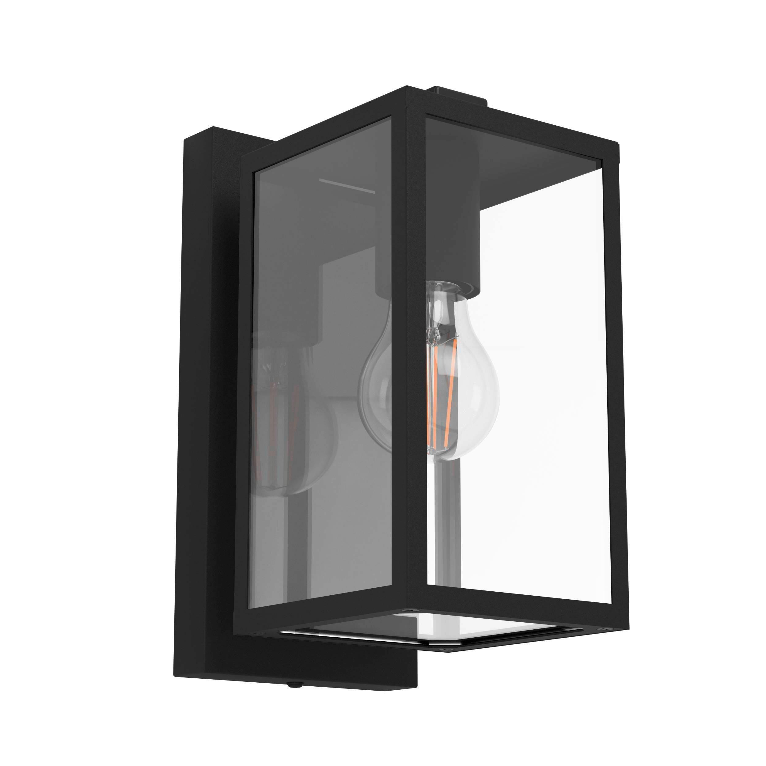 Außenleuchte Budrone 40 Watt Stahl/Klarglas, Wandmonatge - Klar/Schwarz, KONVENTIONELL, Glas/Metall (16,5/12/27cm) - Eglo