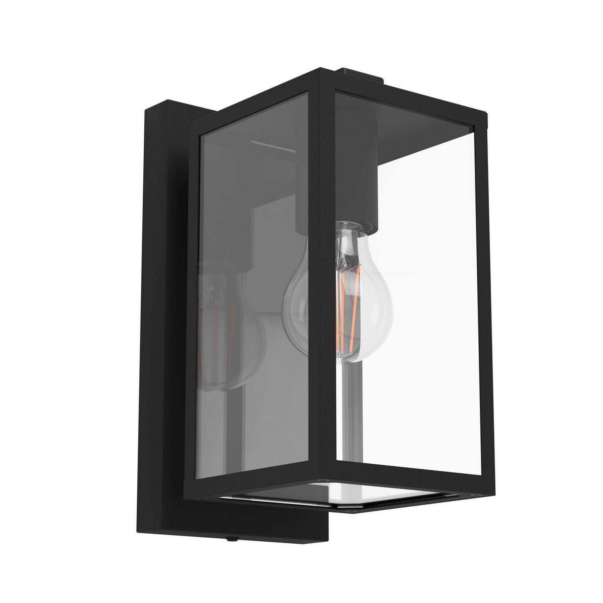 Außenleuchte Budrone 40 Watt Stahl/Klarglas, Wandmonatge - Klar/Schwarz, KONVENTIONELL, Glas/Metall (16,5/12/27cm) - Eglo