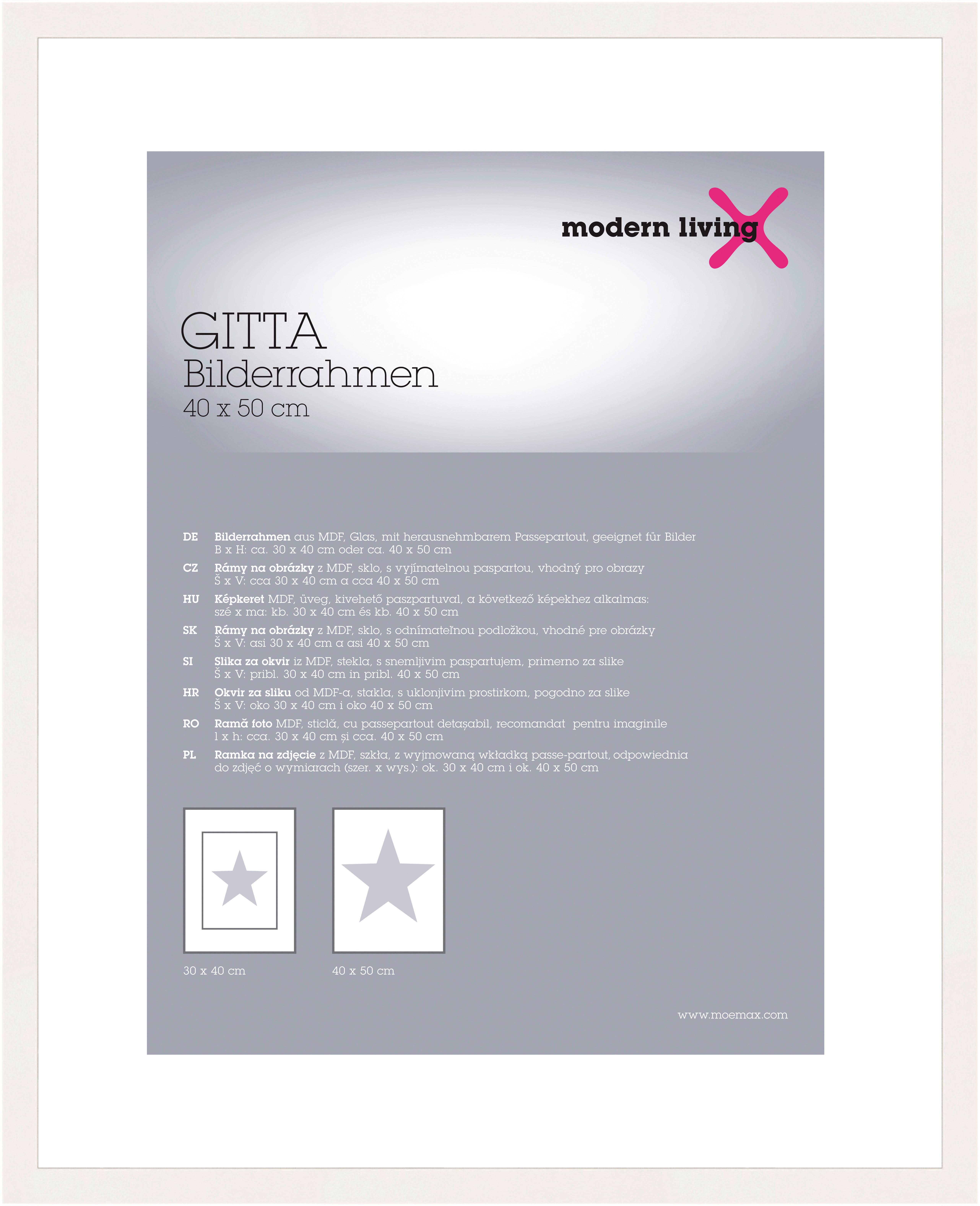 RÁM NA OBRAZY GITTA 40x50 cm - biela, Modern, kompozitné drevo/plast (40/50cm) - Modern Living